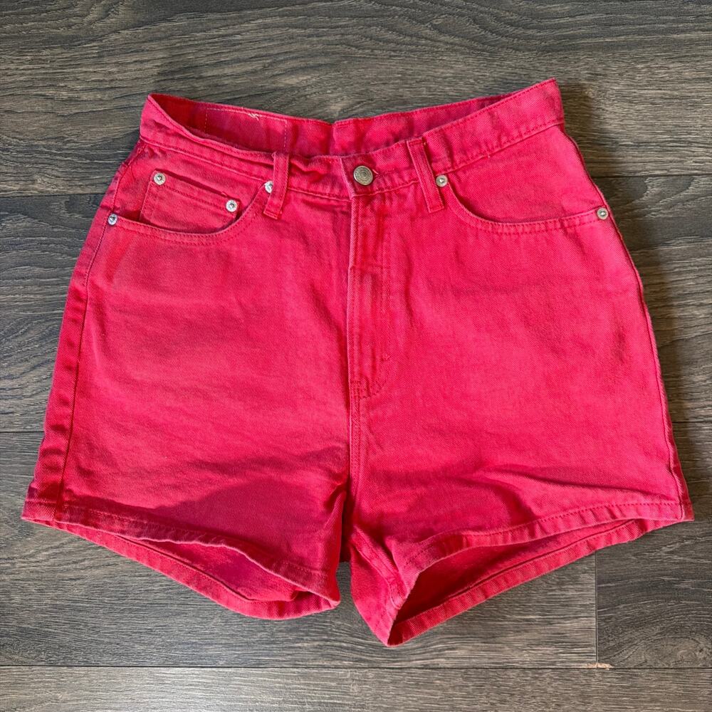 Vintage 90s Jordache Sz 11/12 Red Denim Shorts High Rise Mom Jean Pinup Festival